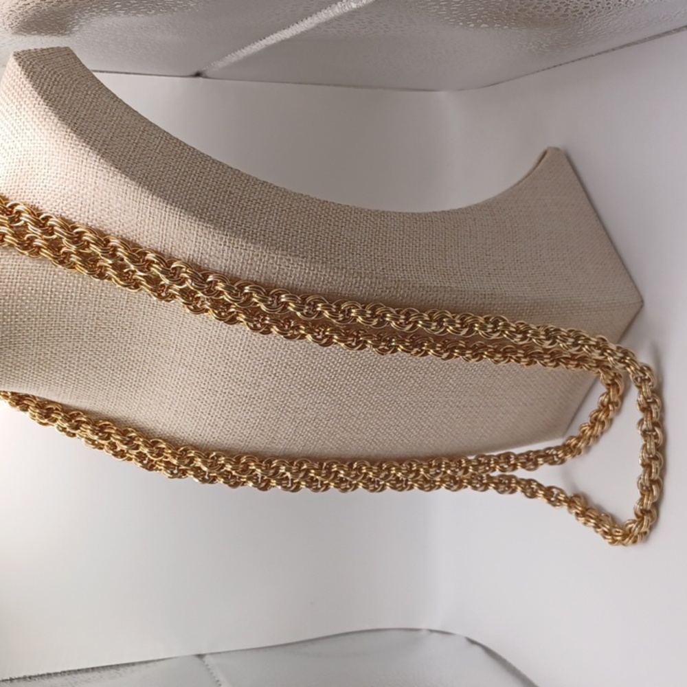 Super long Gold tone Chainmail style chain Necklace - Picture 3 of 5